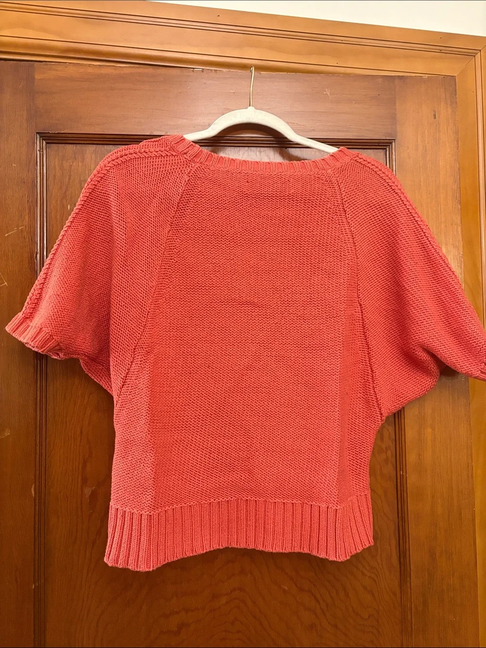 LOFT Orange Cable Knit Short Sleeve Crewneck Sweater - Picture 2 of 3